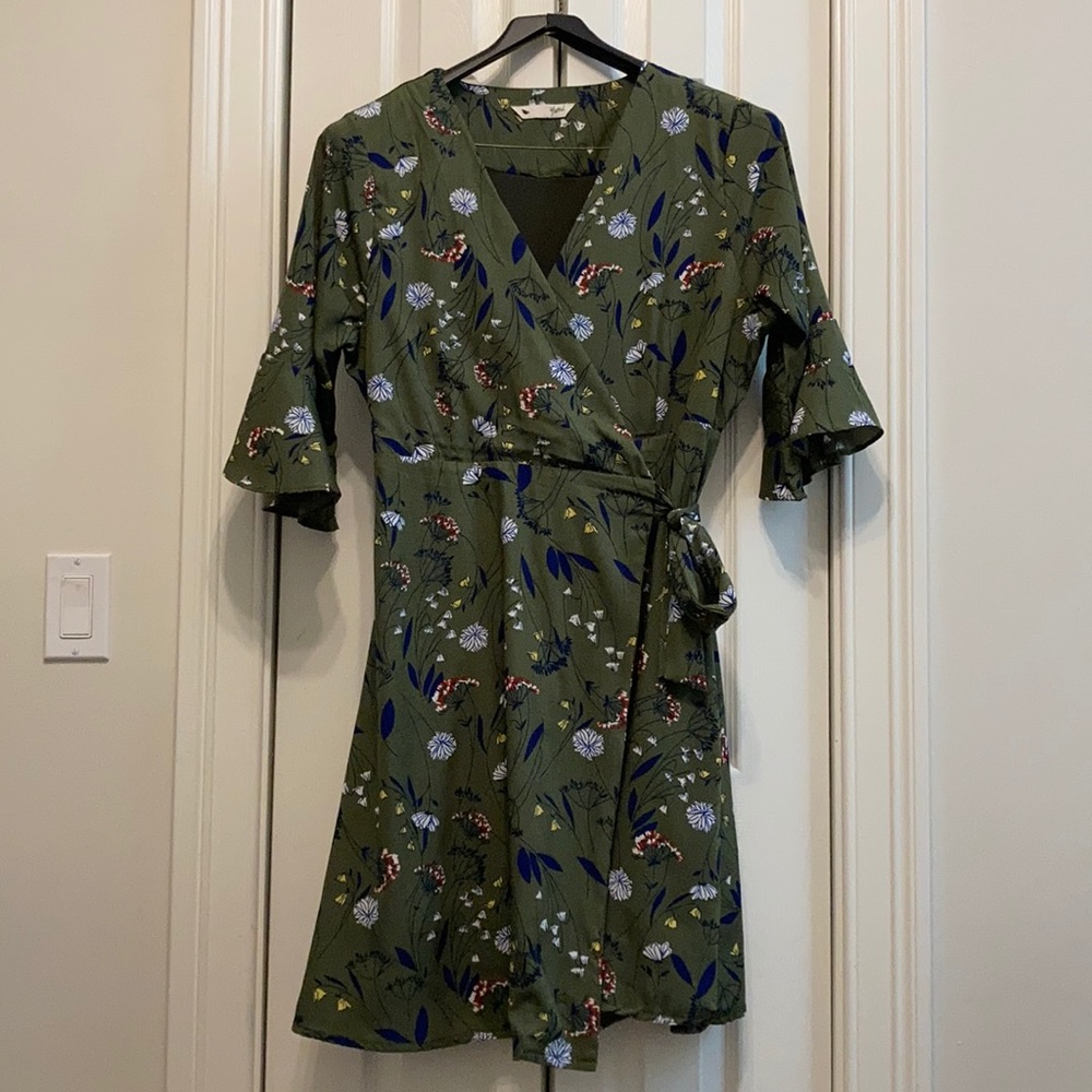 Lovely floral print green Wrap dress